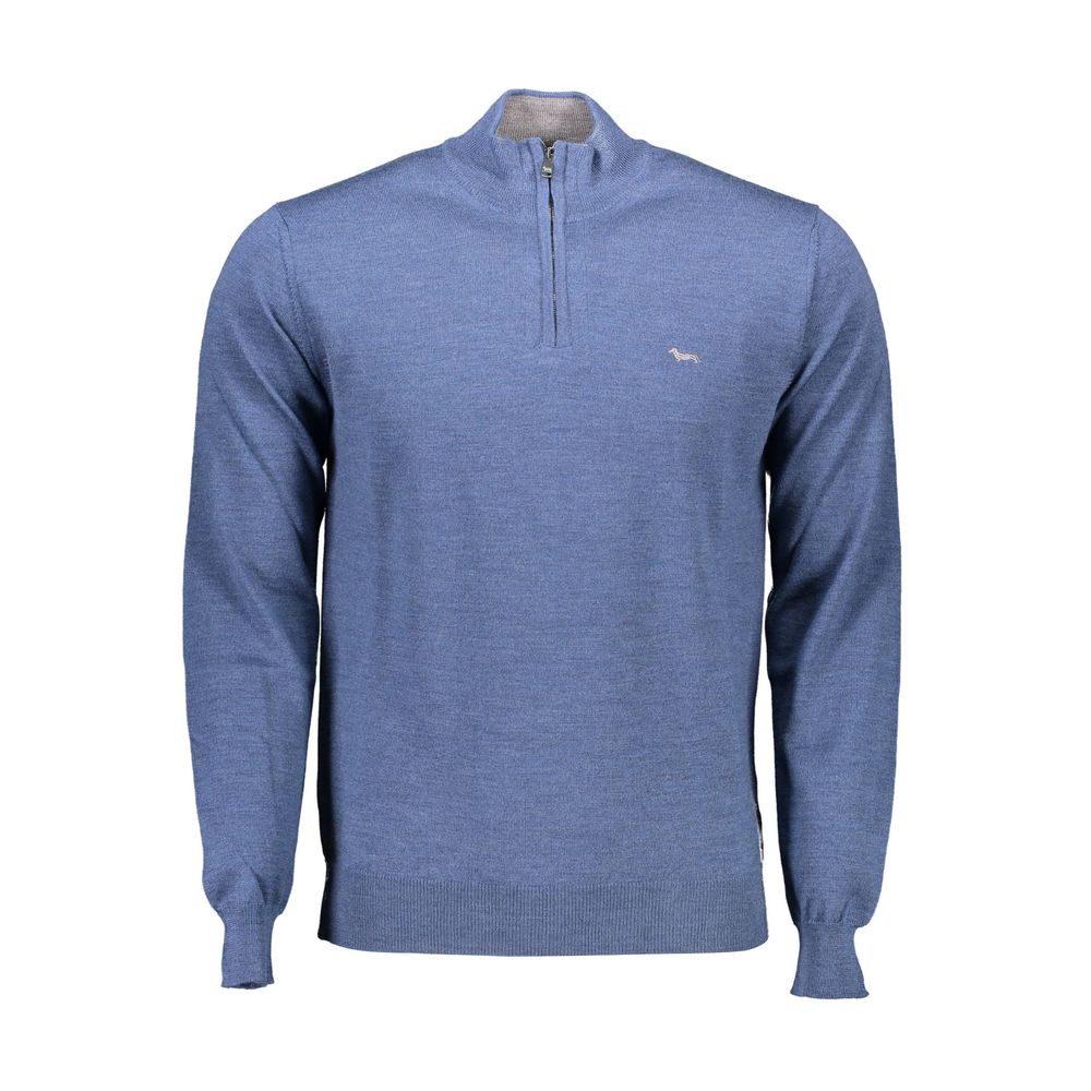 Harmont & Blaine Blue Wool Sweater with High Collar