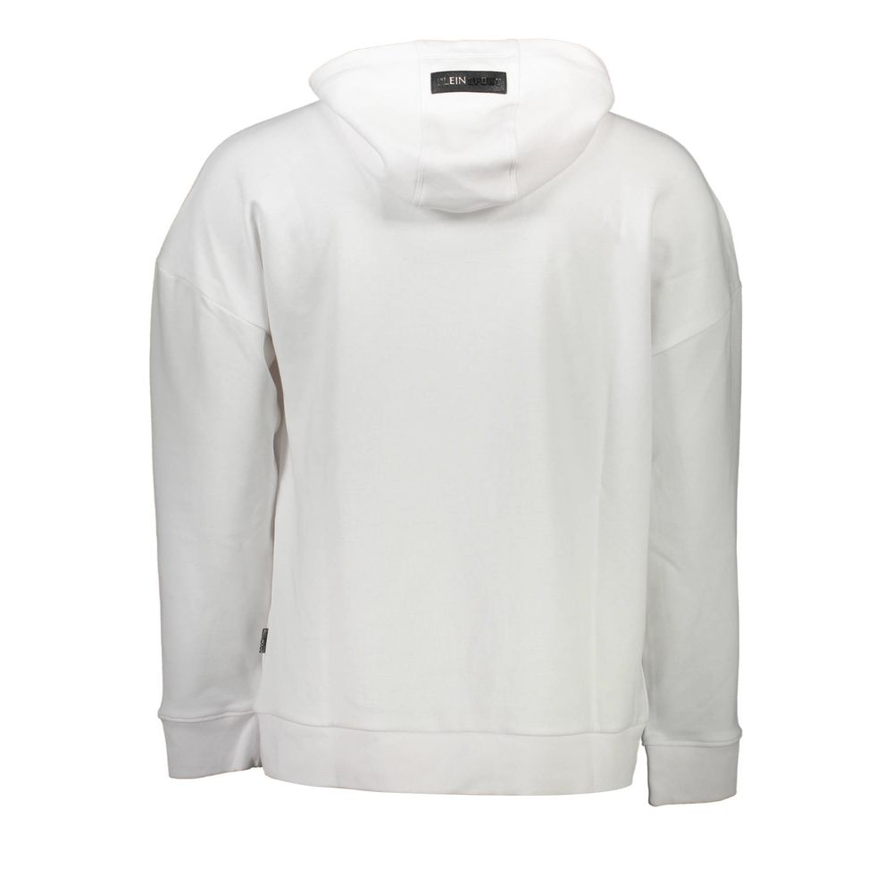Plein Sport White Cotton Sweater with Hood