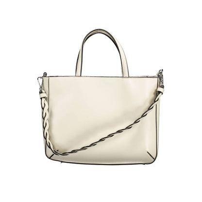 BYBLOS White PVC Handbag: Stylish Versatility