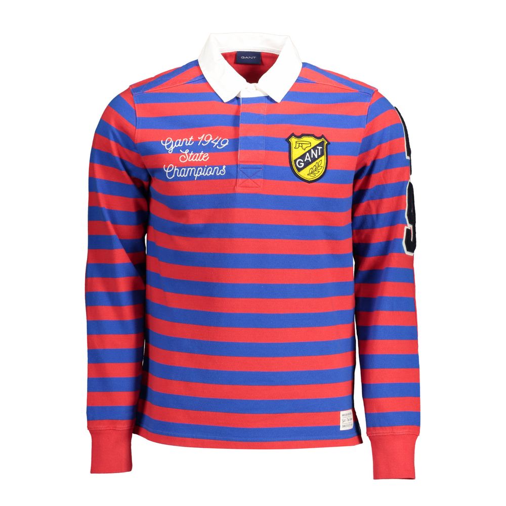 Gant Red Long-Sleeved Polo Shirt with Embroidered Details