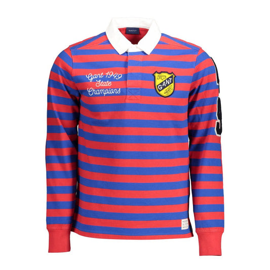 Gant Red Long-Sleeved Polo Shirt with Embroidered Details