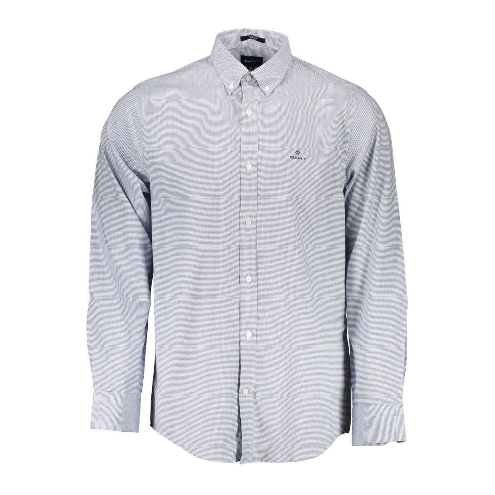 Gant Blue Cotton Shirt - Regular Fit Long Sleeve