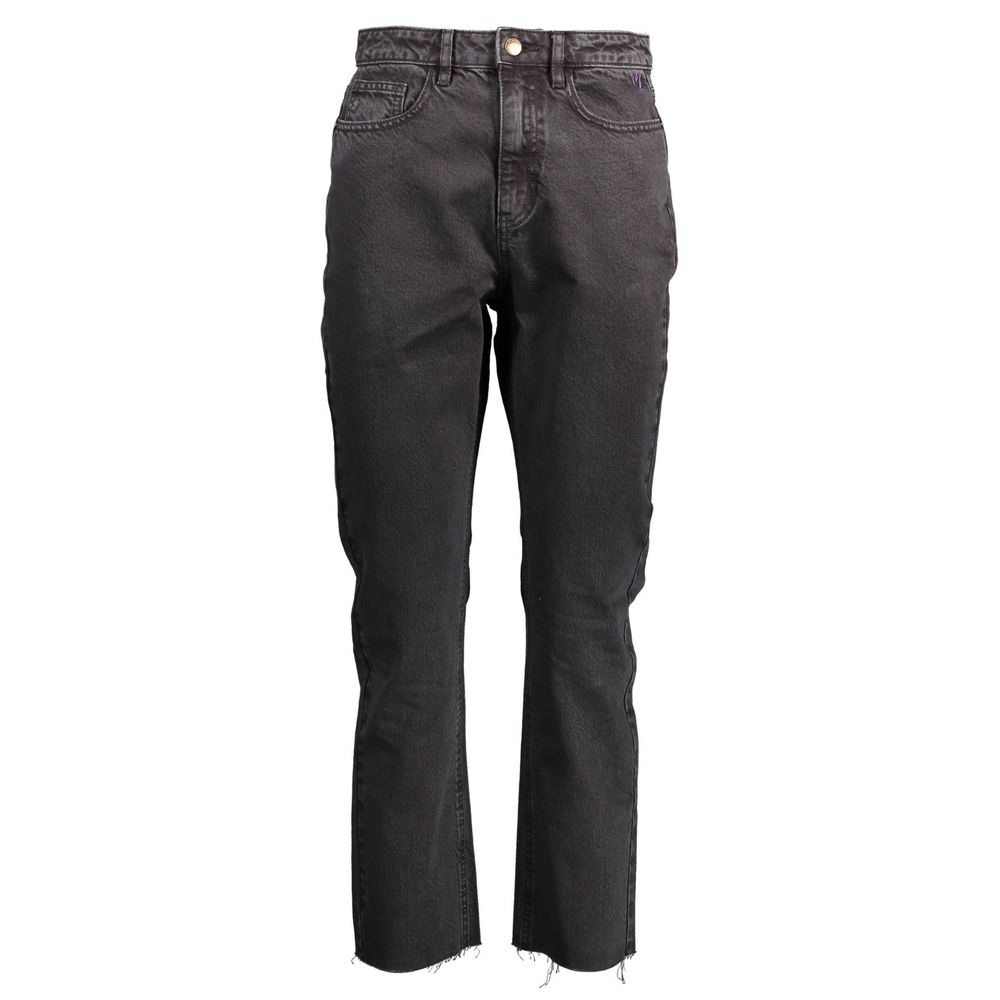 Desigual Black Cotton Jeans with Embroidery