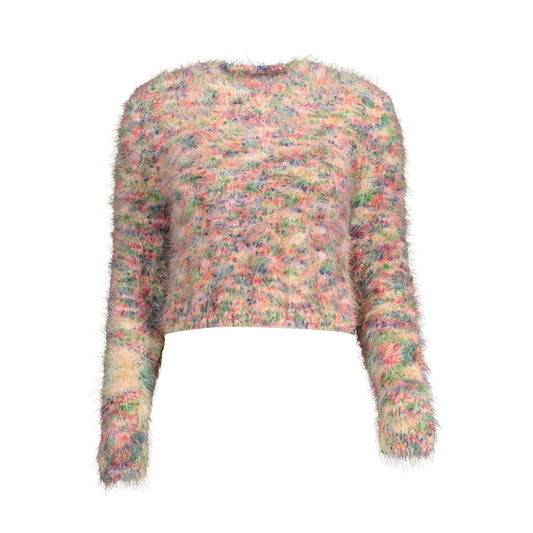 Desigual Pink Cotton Sweater with Contrasting Details
