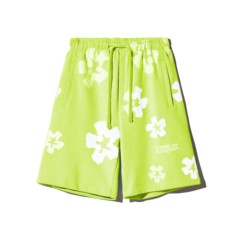 Comme Des Fuckdown Green Cotton Shorts: Urban Rebellion