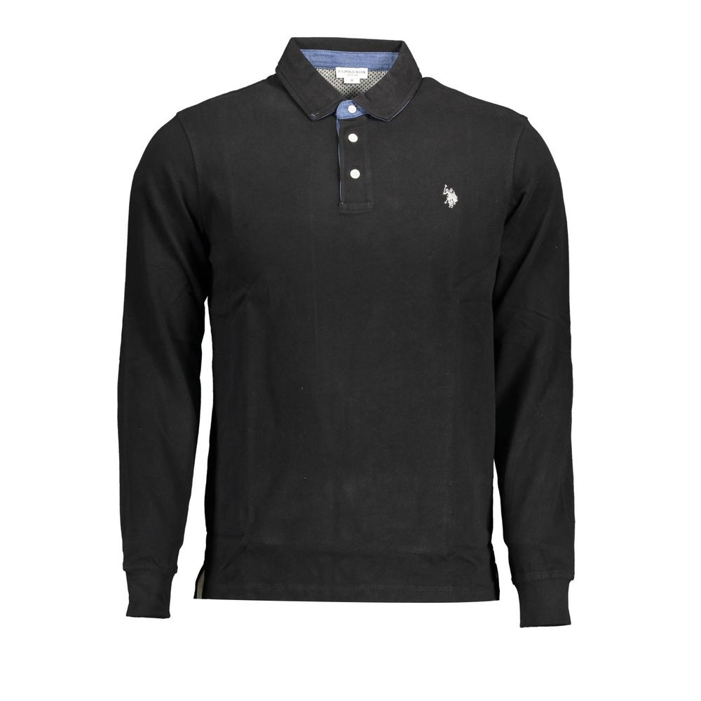 U.S. POLO ASSN. Black Cotton Long-Sleeved Polo Shirt