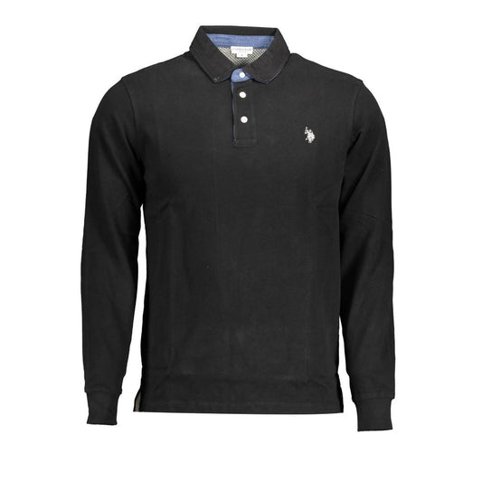 U.S. POLO ASSN. Black Cotton Long-Sleeved Polo Shirt