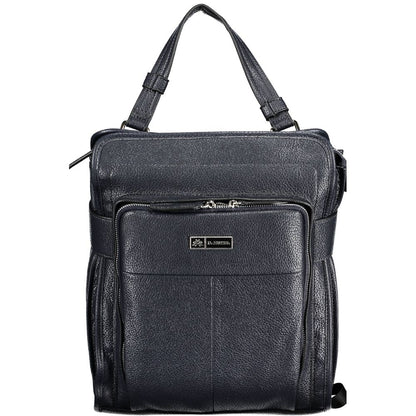 La Martina Blue Faux Leather Backpack