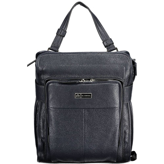 La Martina Blue Faux Leather Backpack