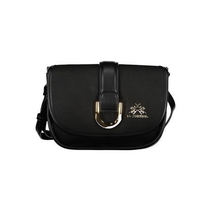 La Martina Black Faux Leather Handbag