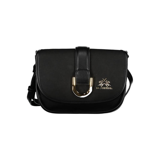 La Martina Black Faux Leather Handbag
