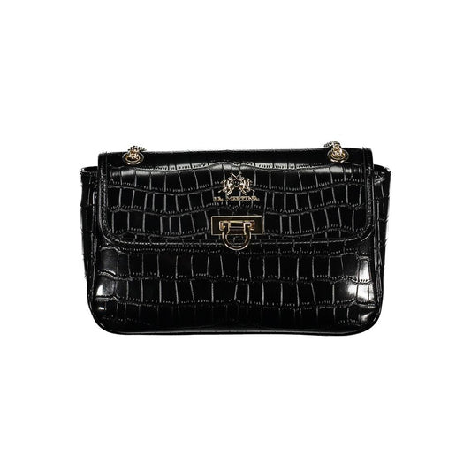 La Martina Black Faux Leather Handbag