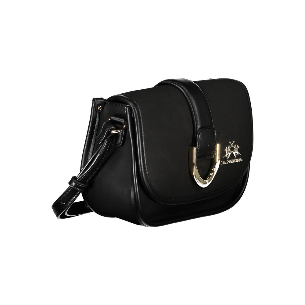 La Martina Black Faux Leather Handbag