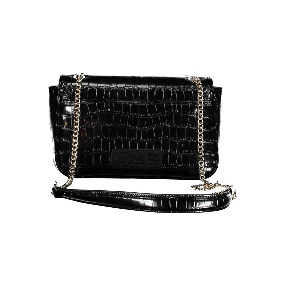 La Martina Black Faux Leather Handbag