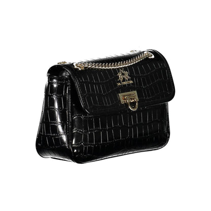 La Martina Black Faux Leather Handbag