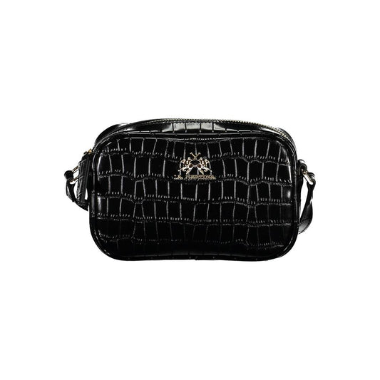 La Martina Black Faux Leather Handbag