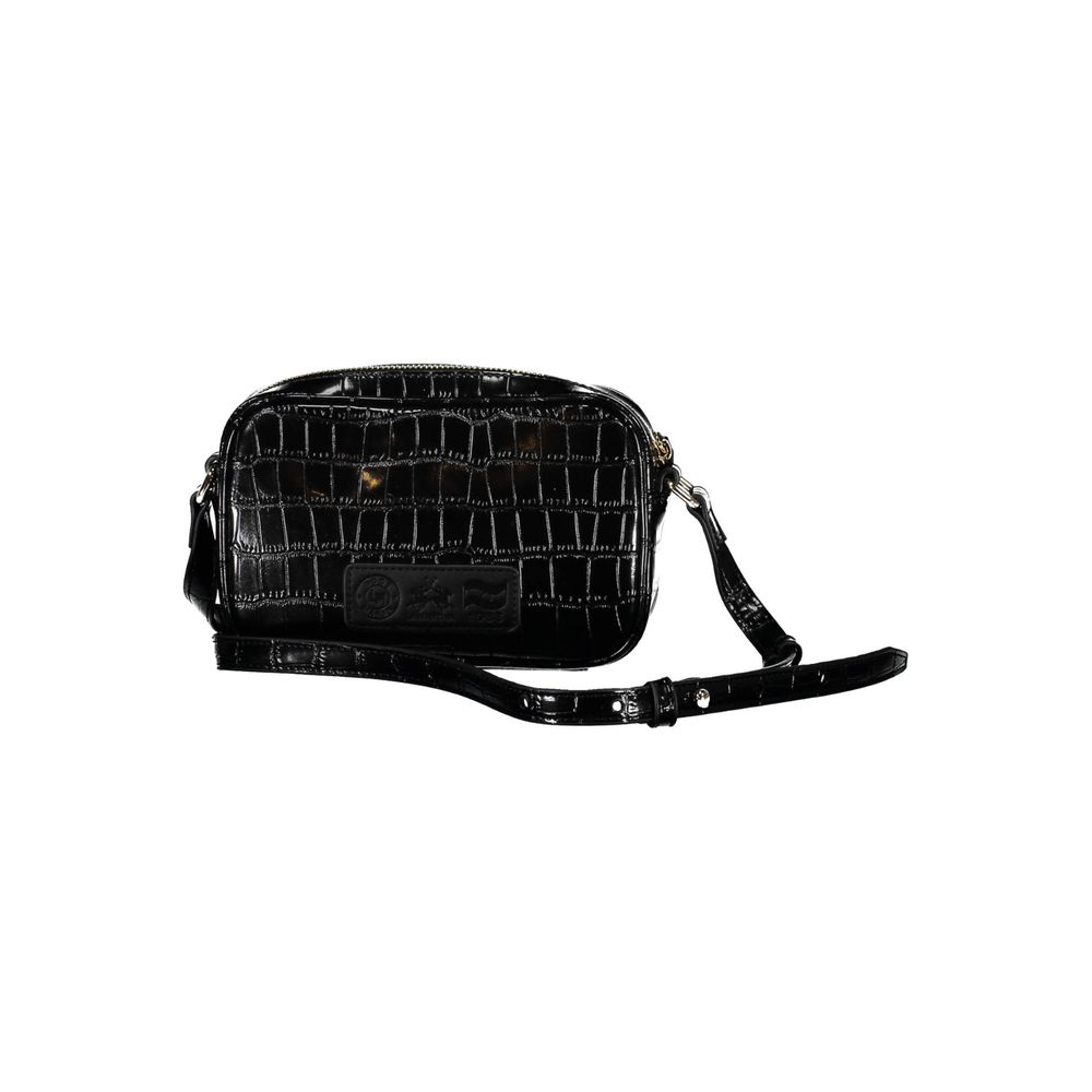 La Martina Black Faux Leather Handbag