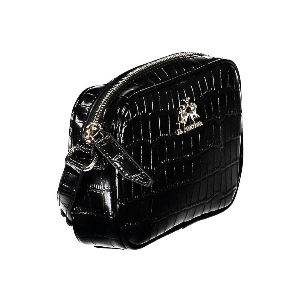 La Martina Black Faux Leather Handbag