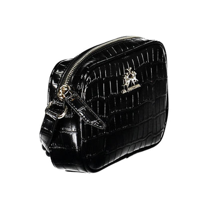 La Martina Black Faux Leather Handbag