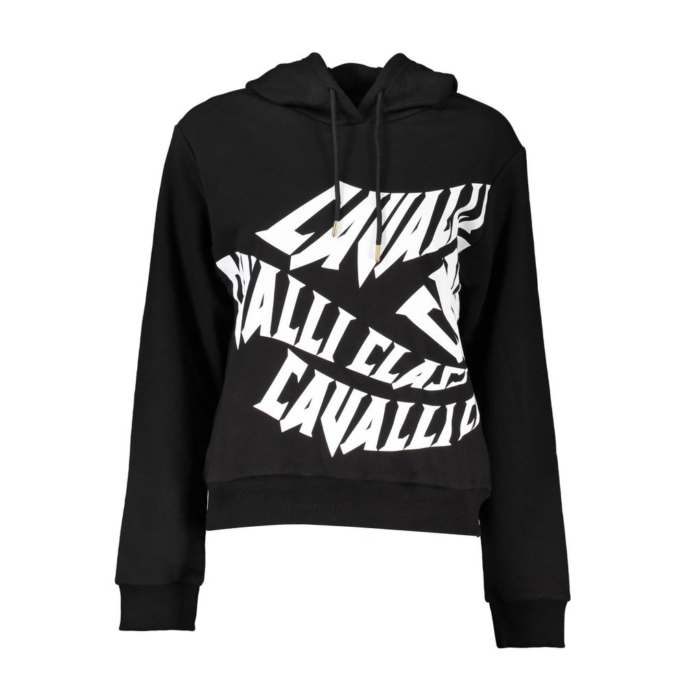 Cavalli Class Black Cotton Hoodie Sweater