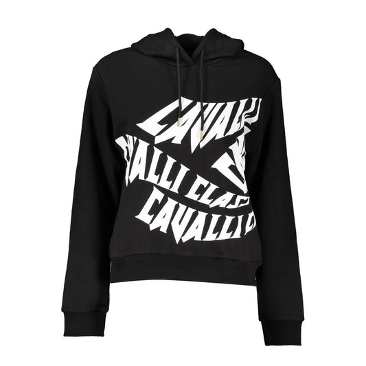 Cavalli Class Black Cotton Hoodie Sweater