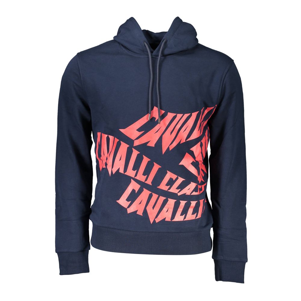 Cavalli Class Blue Cotton Hoodie Sweater