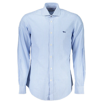 Harmont & Blaine Blue Cotton Shirt - Striped Elegance