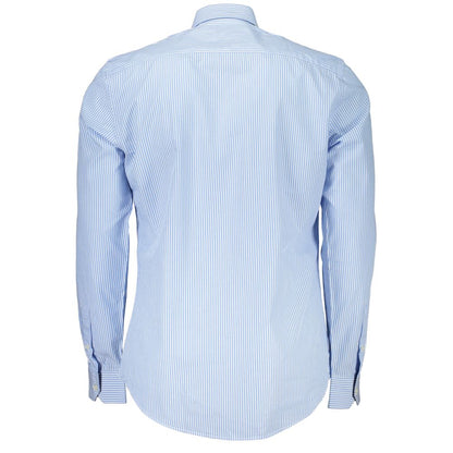 Harmont & Blaine Blue Cotton Shirt - Striped Elegance