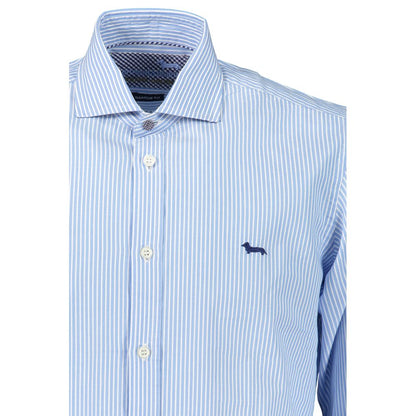 Harmont & Blaine Blue Cotton Shirt - Striped Elegance