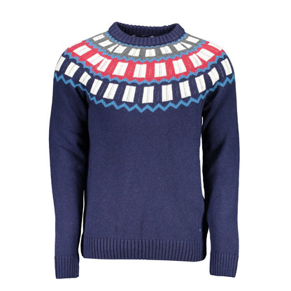 Gant Blue Wool Sweater with Contrast Details