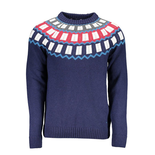 Gant Blue Wool Sweater with Contrast Details