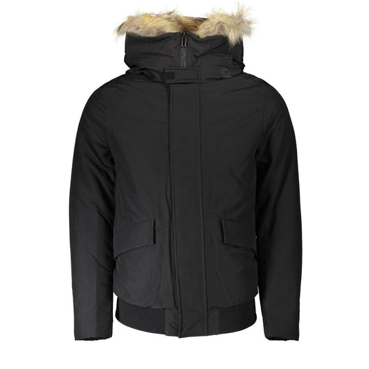 Woolrich Black Cotton Jacket with Removable Fur