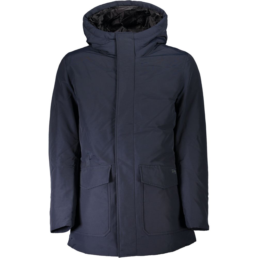 Woolrich Blue Cotton Jacket with Hood