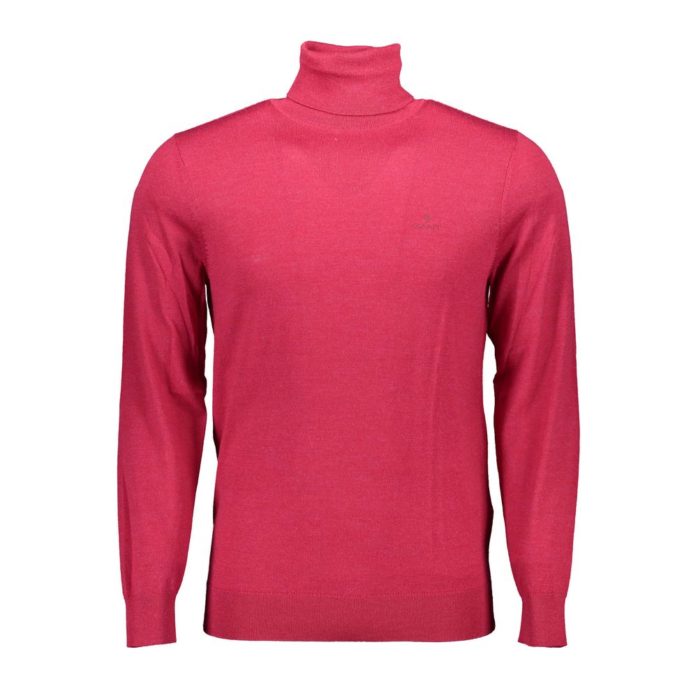 Gant Red Wool Sweater - Long Sleeved Turtleneck with Logo