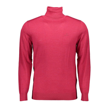 Gant Red Wool Sweater - Long Sleeved Turtleneck with Logo