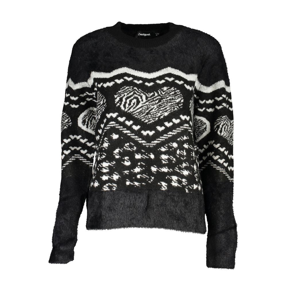 Desigual Black Polyester Sweater with Contrast Details