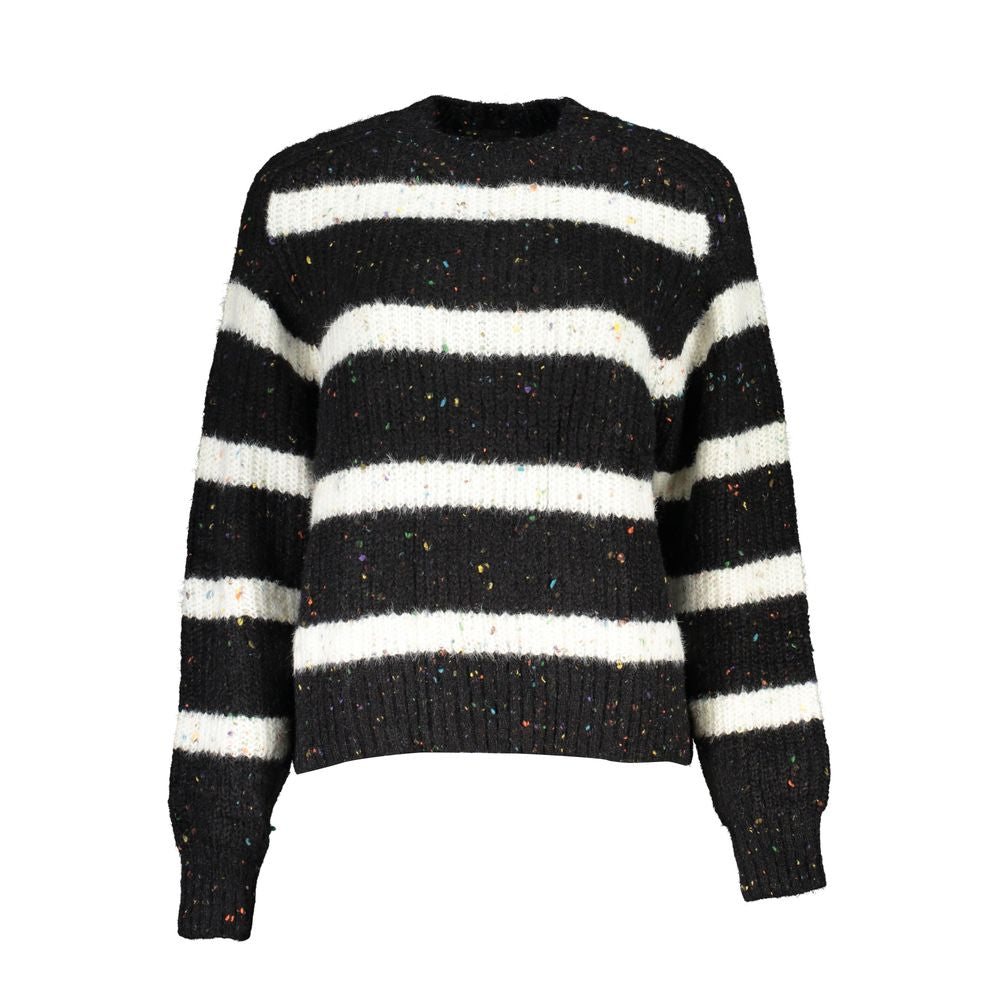 Desigual Black Polyester Turtleneck Sweater with Contrast Details