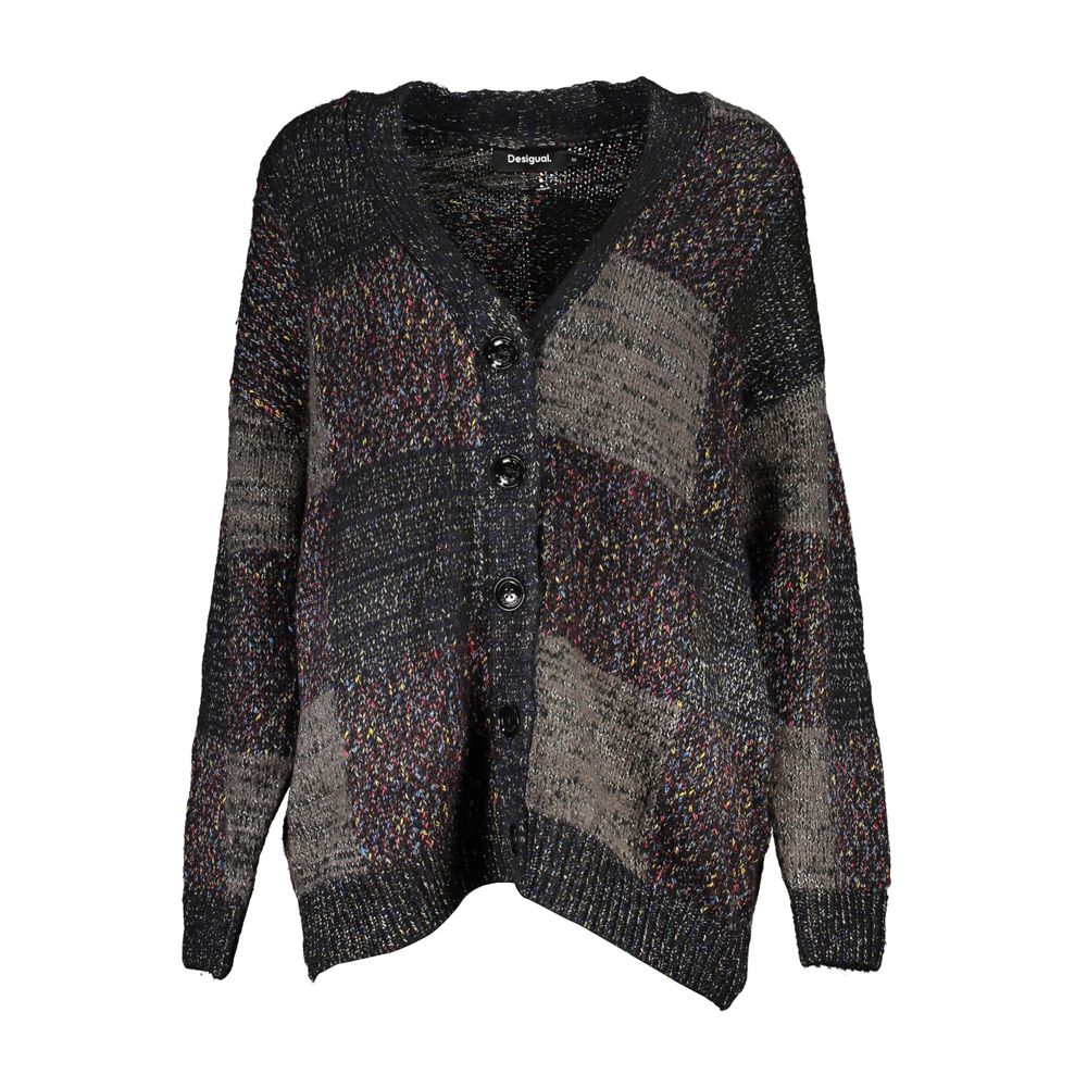 Desigual Black Polyester Sweater - Vibrant Long Sleeved Cardigan