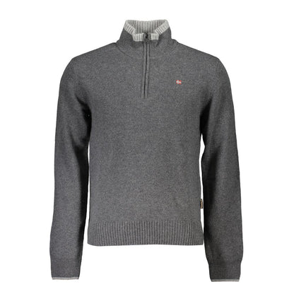 Napapijri Gray Fabric Sweater - Functional Half Zip Style