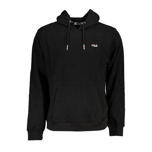 Fila Black Cotton Sweater - Long Sleeved Hoodie with Central Pocket