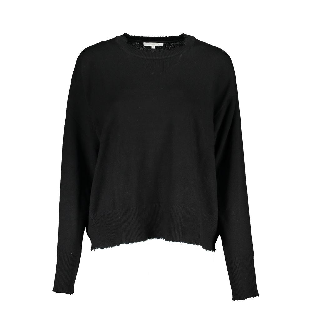 Patrizia Pepe Black Fabric Sweater with Contrast Details