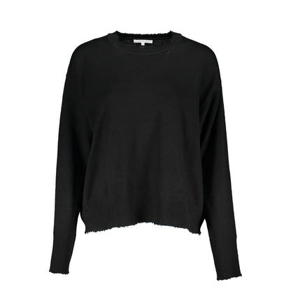 Patrizia Pepe Black Fabric Sweater with Contrast Details