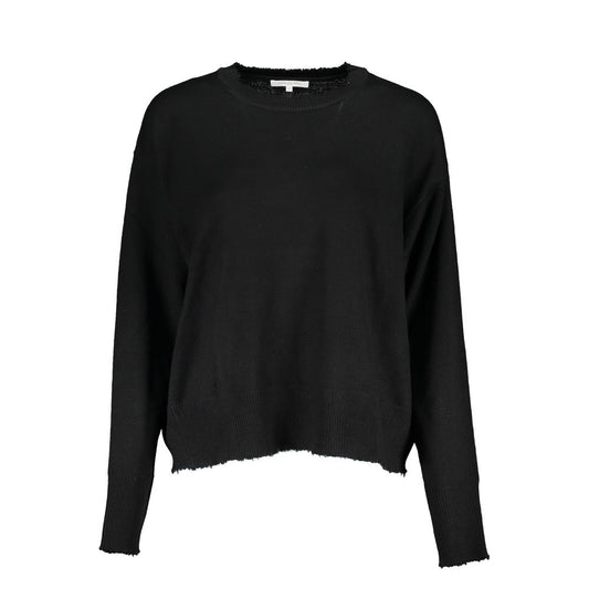 Patrizia Pepe Black Fabric Sweater with Contrast Details