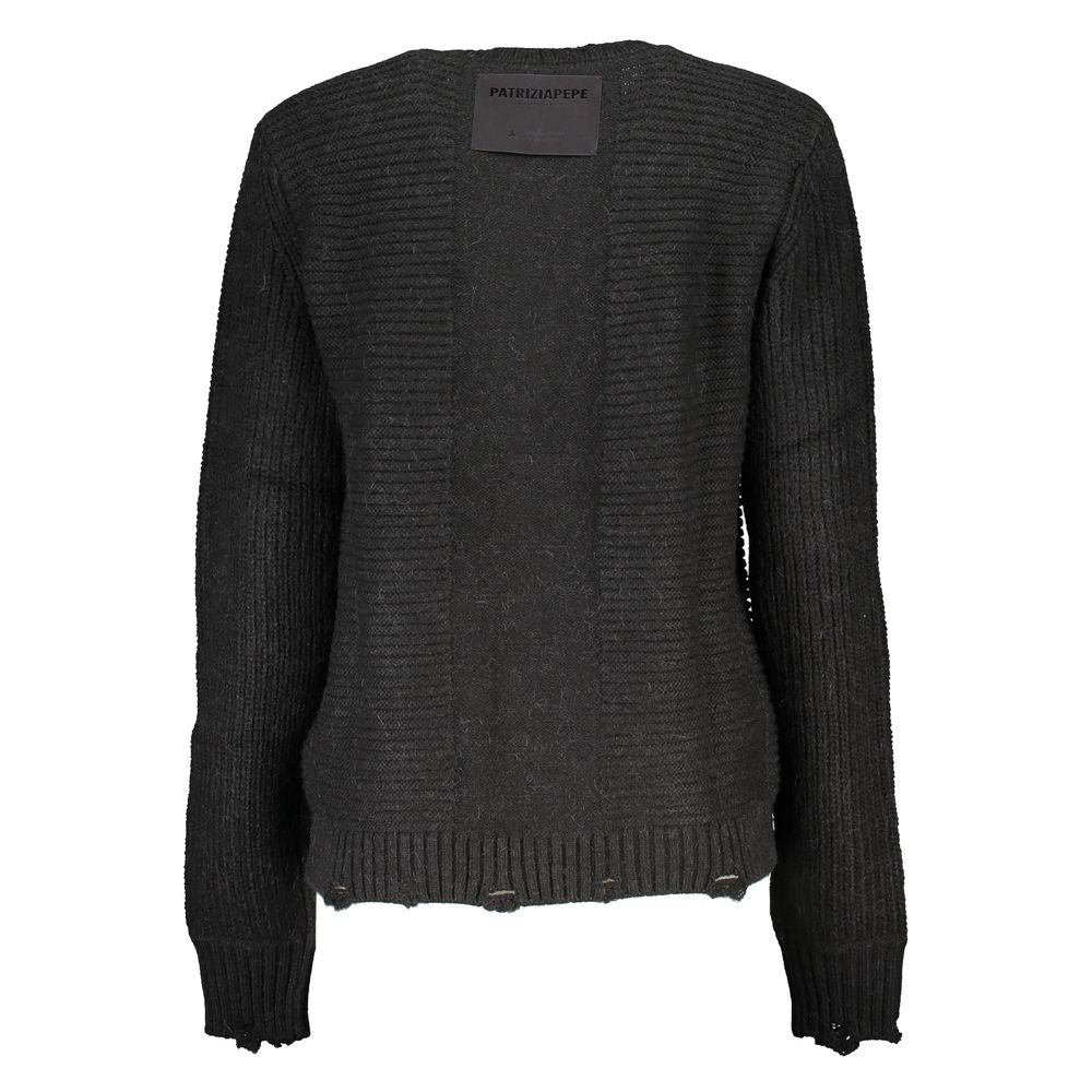 Patrizia Pepe Black Fabric Sweater - Effortless Elegance