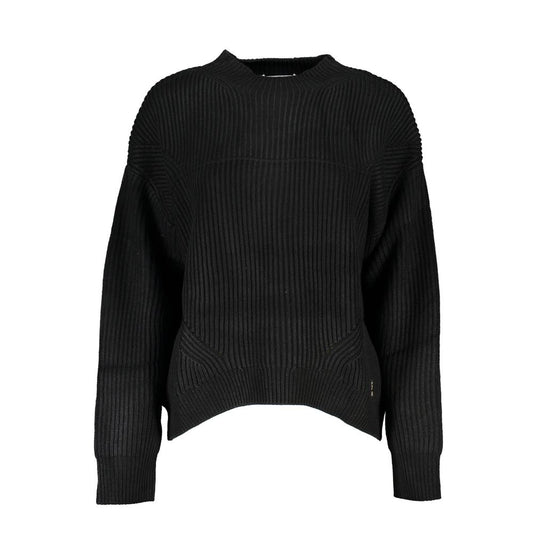Patrizia Pepe Black Fabric Sweater with Contrast Details