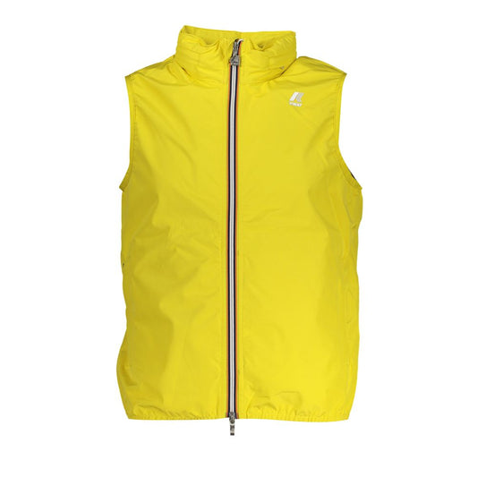 K-Way Yellow Polyester Sleeveless Jacket with Removable Hood