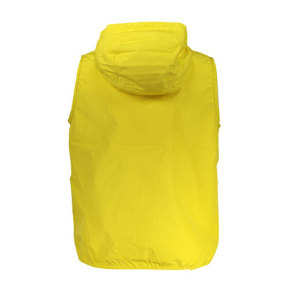 K-Way Yellow Polyester Sleeveless Jacket with Removable Hood