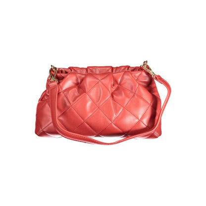 Mario Valentino Red Faux Leather Handbag with Contrasting Details