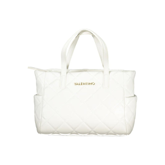Mario Valentino White Faux Leather Handbag with Contrasting Details