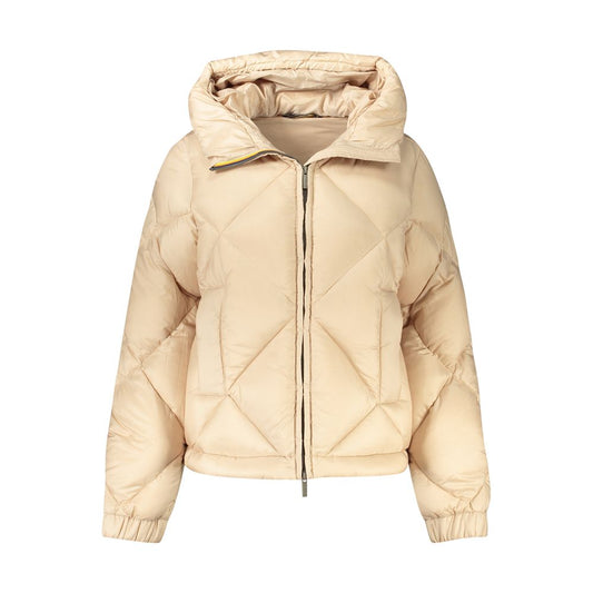 K-Way Beige Long Sleeve Jacket with Hood